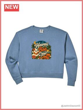 Kawaii Ghost Lei Halloween Crop Sweatshirt Cotton 80/20